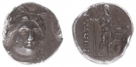 Illyria and Central Greece - Boeotia - Federal coinage - AR Drachm (ca. BC 250, 5,03 g) - Wreathed bust of Demeter or Kore facing three-quarters right...