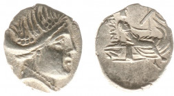 Illyria and Central Greece - Euboia - Histiaia - AR Tetrobol (3rd-2nd century BC, 1.40 g) - Head of nymph Histaia to right / IΣTIAEΩN Nymph Histaia se...