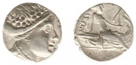 Illyria and Central Greece - Euboia - Histiaia - AR Tetrobol (3rd-2nd century BC, 1.85 g) - Head of nymph Histaia to right / IΣTIAEΩN Nymph Histaia se...