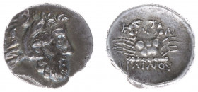 Greece - Islands off Caria - Kos - AR Drachm (2.84 g) - Head of Herakles right, wearing lion's skin / Crab, ΚΩΙΟΝ above and club with ΦΙΛΙΝΟΣ below (S...