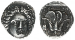 Greece - Islands off Caria - Rhodos / Rhodes - AR Tetradrachm (c 404-385 BC, 15.24 g) - Chian standard - Head of Helios facing slightly right / Rose, ...