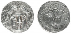 Greece - Islands off Caria - Rhodos / Rhodes - AR Tetradrachm (c 230-205 BC, 13.14 g) - Three-quarter facing radiate head of Helios, slightly right / ...
