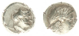 Greece - Lesbos - Mytilene - EL Hekte (c 377-326 BC, 2.57 g) - Laureate head of Apollo to right / Female head to right, drapery around the neck trunca...