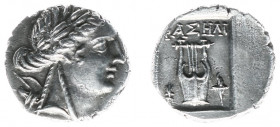 Asia Minor - Lycia - Phaselis - AR Drachm (after 168 BC, 2.13 g) - Laureate head of Apollo right / Lyre between thunderbolt and torch (cf. S. 5340 / B...