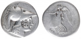 Asia Minor - Pamphylia - Side - AR Tetradrachm (c 205-100 BC, 15.97 g) - Chry, magistrate - Head of Athena right, wearing crested Corinthian helmet, c...