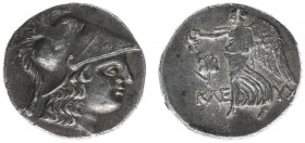 Asia Minor - Pamphylia - Side - AR Tetradrachm (c 145-125 BC, 15.87 g) - Kleuch-, magistrate - Helmeted head of Athena right / Nike advancing left, ho...