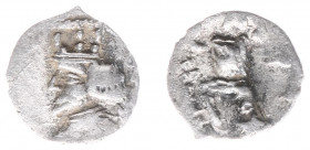 Persis - Rulers under Parthian sovereignty, 100 BC - end of 1st cent AD - Ardaxšīr II (Artaxerxes) - AR Obol (0.57 g) - Broad bust of bearded king lef...