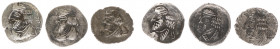 Persis - Rulers under Parthian sovereignty, 100 BC - end of 1st cent AD - Pakor II - AR Obol (0.73, 0.57, 0.45 g), thin and wide flan. Bust of bearded...