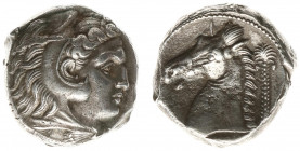 North Africa - Sicily / Entella - AR Tetradrachm (Punic issues, c 300-289 BC, 16.55 g) - Head of Herakles right, wearing lion's skin / Head of horse l...