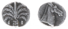 North Africa - AR Obol (Carthago(?), c 320-300 BC, 0.64 g) - Palm tree / Head of horse right (SNG Copenhagen 960 var. / Forr. Webb. 1768-1770 var.) - ...