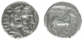 Kingdom of Macedonia - Amyntas III (393-369 BC) - AR Didrachm (389-383 BC, 9.39 g) - Head of Herakles right, clad in lion's skin / AMYNTA Horse standi...