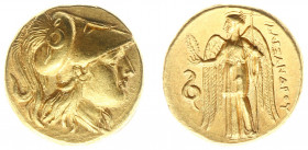 Kingdom of Macedonia - Alexander III (336-323 BC) - AV Stater (lifetime issue of Sardes, ca. 334-323 BC, 8.58 g) - Head of Athena right, hair flowing ...