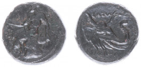 The Seleukid Kingdom - Seleukos I Nikator (312-280 BC) - AE Unit (Antioch on the Orontes, 19 mm, 7.89 g) - Male figure seated left on rock, holding an...