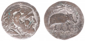 The Seleukid Kingdom - Seleukos I Nikator (312-280 BC) - AE Unit (Bactrian mint, 25 mm, 16.14 g) - Bearded head of Heracles wearing lion's skin / Horn...