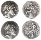 The Seleukid Kingdom - Antiochos III The Great (223-187 BC) - AR Drachm (2) (Antioch on the Orontes ?) - Diademed head right / Apollo Delphios seated ...
