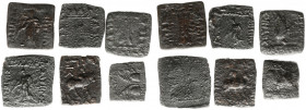 The Indo-Greek Kingdom - Apollodotos I (ca. 174-165 BC) - AE Quandrangular Hemi-obol (uncertain mint in the Paropamisadai or Gandhara, 4 pieces) - Apo...