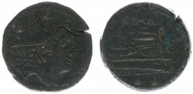 Pre-Denarius Coinage (ca. 280-211 BC) - AE Sextans, (Rome 217-15, 27.25 g) - Head of Mercury right, in winged Pegasus, two pellets above / Prow of gal...