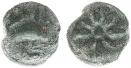 Pre-Denarius Coinage (ca. 280-211 BC) - Aes Grave Teruncius (Apulia / Luceria c 217-212 BC, 23.29 g) - Star of eight rays / Dolphin right, three pelle...