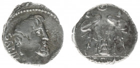 Later-Denarius Coinage (ca. 154-41 BC) - L. Titurius L.f. Sabinus - AR Denarius (Rome 89 BC, 4.01 g) - Head of king Tatius right, SABIN behind / Tarpe...