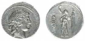 Later-Denarius Coinage (ca. 154-41 BC) - L. Marcius Censorinus – AR Denarius (Rome 82 BC, 4.05 g) - Laureate head of Apollo right / L.CENSOR left, Sat...