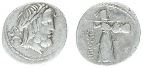 Later-Denarius Coinage (ca. 154-41 BC) - L. Procilius L.f. - AR Denarius (Rome 80 BC, 3.87 g) - Laureate head of Jupiter right, S•C downwards behind /...