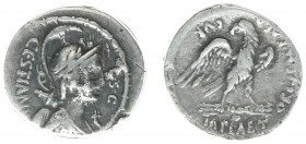 Later-Denarius Coinage (ca. 154-41 BC) - M. Plaetorius M.f.Cestianus - AR Denarius (Rome 67 BC, 4.95 g) - Helmeted and draped bust of composite deity,...