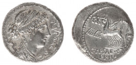 Later-Denarius Coinage (ca. 154-41 BC) - P. Plautius Hypsaeus - AR Denarius (Rome 60 BC, 3.72 g) - Draped bust of Leuconoe right her bejewelled hair b...