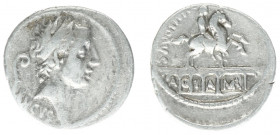 Later-Denarius Coinage (ca. 154-41 BC) - L. Marcius Philippus – AR Denarius (Rome 56 BC, 3.76 g) - diademed head of King Ancus Marcius right, lituus b...