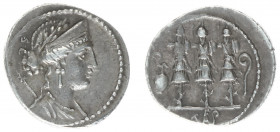 Later-Denarius Coinage (ca. 154-41 BC) - Faustus Cornelius Sulla - AR Denarius (Rome 56 BC, 3.90 g) - Laureate, diademed and draped bust of Venus r., ...