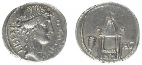 Later-Denarius Coinage (ca. 154-41 BC) - Q. Cassius Longinus – AR Denarius (Rome 55 BC, 3.53 g) - Diademed and veiled head of Libertas right, LIBERT b...