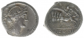 Later-Denarius Coinage (ca. 154-41 BC) - C. Considius Paetus - AR Denarius (Rome 46 BC, 3.74 g) - Laureate and diademed head of Venus right, PAETI beh...