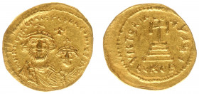 Heraclius (610-641) - With Heraclius Constantine - AV Solidus (Constantinople c AD 616-625, 4.29 g) - ∂∂ NN ҺЄRACLIЧS ЄƮ ҺЄRA CONST P P A, facing bust...