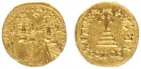 Heraclius (610-641) - With Heraclius Constantine - AV Solidus (Constantinople AD 629-631, 4.43 g) - Crowned and draped bust of Heraclius on the left, ...