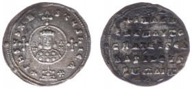John I Tzimisces (969-976) - AR Miliaresion (Constantinople, 2.52 g) - Cross crosslet set upon globus above two steps, in central medallion crowned bu...