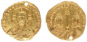 Basil II Bulgaroctonus (976-1025) - With Constantine VIII - AV Histamenon Nomisma / Solidus (Constantinople AD 989-1000, 3.87 g) - Nimbate bust of Chr...