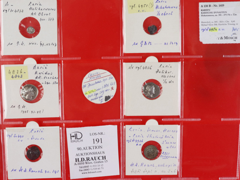 Greek / Hellenistic coinage - A small lot Greek coins: an AR Obol and an AR Hemi...