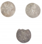 Greek / Hellenistic coinage - A small lot with 2 x AR Tetradrachm of Thasos (Herakles with club) and an AR Tetradrachm of Lysimachos (Byzantion, flan ...