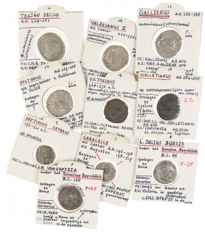 Roman coinage - A small lot 10 Roman Denarii and Antoniniani: Republic; Caracall...