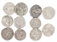 Roman coinage - An interesting lot with Roman Denarii: 3 x Antoninus Pius, 2 x Hadrianus, Traianus, Nerva (clasped hands), 2 x Marcus Aurelius, Sept. ...