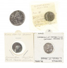 Roman coinage - A small lot with mainly Roman ancients: a Repubican Denarius (Vibius Pansa), a Denarius of Marcus Aurelius, a Seleukid Tetradrachm of ...