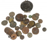 Roman coinage - A small lot mainly Roman ancient coins, an As and a Dupondius (Marcus Aurelius and Claudius), a Sestertius of Crispina, 2 Greek Roman ...