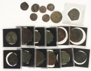 A lot with 13 Byzantine Folles, 6 Antoniniani of Gallienus and 1 Ptolemaic bronze (corroded) - in total 20 coins, all in minor grades