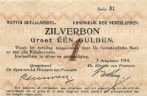 Netherlands - 1 Gulden 1914 Zilverbon (Mev. 01-1b / AV 1.1b) - serie 51 - ZF/PR