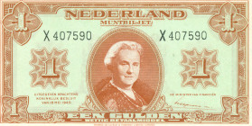 Netherlands - 1 Gulden 1945 Muntbiljet (Mev. 06-1aa / AV 6.1a.2) - serie X - UNC