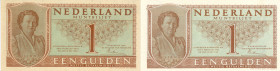 Netherlands - 1 Gulden 1949 Muntbiljet (Mev. 07-1a / AV 7.1a.1+2) - 1e + 2e cijfertype - UNC / Totaal 2 stuks