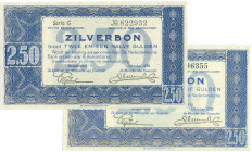 Netherlands - 2½ Gulden 1938 Zilverbon met 1 en 2 serieletters (Mev. 13-1a +13-1b / AV 11.1a+1b) - Totaal 2 stuks in UNC