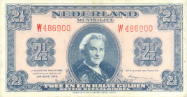 Netherlands - 2½ Gulden 1945 Muntbiljet (Mev. 15-1d / AV 13.1a.2) - serie W - ZF/PR