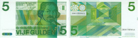Netherlands - 5 Gulden 1973 Vondel II (Mev. 24-1 / AV 19.1b.3.2 / PL23.c2) als PROEFSERIE #2801 op formalineloos papier met uniforme snijtekens - UNC