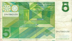 Netherlands - 5 Gulden 1973 Vondel MISDRUK (Mev. 24-1 / AV 19.1b.2) - met deel voorzijde in spiegelbeeld op de keerzijde meegedrukt - FR