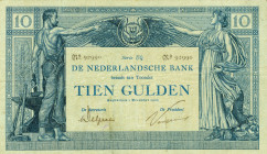 Netherlands - 10 Gulden 1904 Arbeid en Welvaart I (Mev. 36-4b / AV 25.4b) - 1 december 1920 - serie UQ 92990 - graffiti on back - ZF-